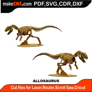 3D Allosaurus Dinosaur Anatomically Correct Puzzle Pattern for CNC LASER ROUTER