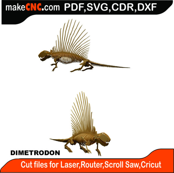 Dimetrodon Dinosaur Anatomically Correct 3d Puzzle Laser Cut Scroll Saw Cnc Router