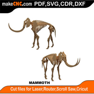 Anatomically Correct Mammoth Dinosaur Laser-Cut Puzzle Pattern Router Plasma Scroll Saw