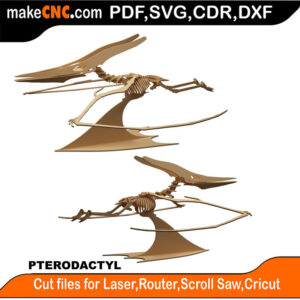 Anatomically Correct Pteradactyl Dinosaur 3D Puzzle Pattern for CNC Laser Router