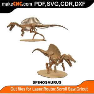 Anatomically Correct Spinosaurus Dinosaur 3D Puzzle Pattern for CNC Laser Router