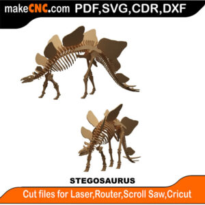 Stegosaurus Anatomically Correct Dinosaur 3D Puzzle Pattern for CNC Laser Router