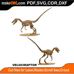 3D Anatomically Correct Velociraptor Puzzle Pattern for CNC LASER ROUTER