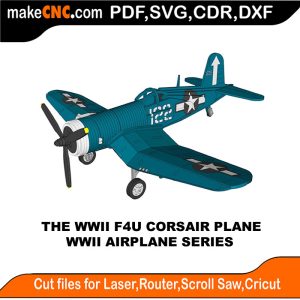 3D puzzle of the WWII Vought F4U Corsair, precision laser-cut CNC template