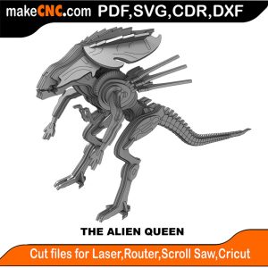3D puzzle of The Alien Queen, precision laser-cut CNC template