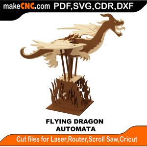 3D puzzle of The Flying Dragon Automata, precision laser-cut CNC template