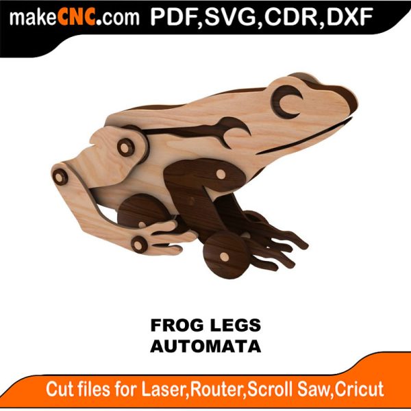 3D puzzle of The Frog Legs Automata, precision laser-cut CNC template