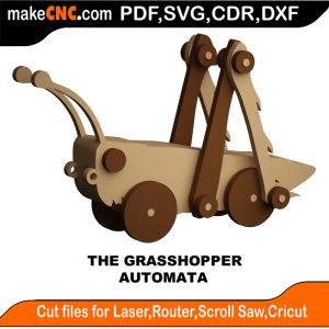 3D puzzle of The Grasshopper Automata, precision laser-cut CNC template