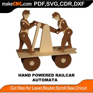 3D puzzle of The Hand Powered Railcar Automata, precision laser-cut CNC template