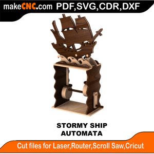 3D puzzle of The Stormy Ship Automata, precision laser-cut CNC template