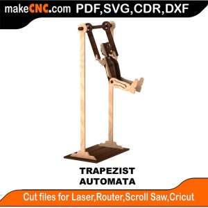3D puzzle of The Trapezist Automata, precision laser-cut CNC template