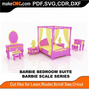 3D puzzle of Barbie Bedroom Suite, precision laser-cut CNC template