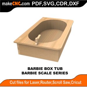 3D puzzle of a Barbie Box Tub, precision laser-cut CNC template