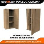 3D puzzle of a Barbie Double Fridge, precision laser-cut CNC template