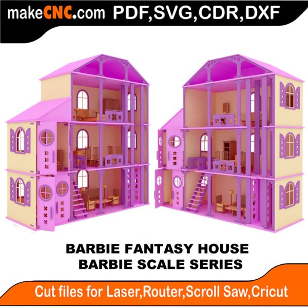 3D puzzle of Fantasy House, precision laser-cut CNC template