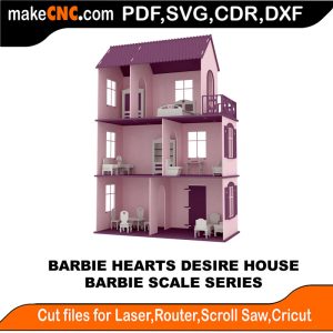 3D puzzle of Hearts Desire House, precision laser-cut CNC template