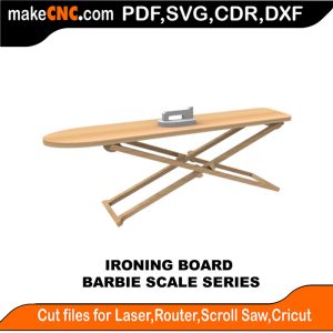3D puzzle of a Barbie Ironing Board, precision laser-cut CNC template