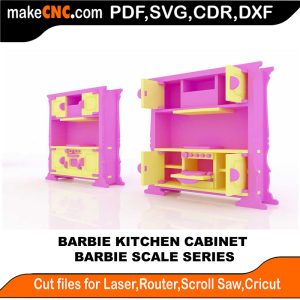 3D puzzle of Barbie Kitchen Cabinets, precision laser-cut CNC template