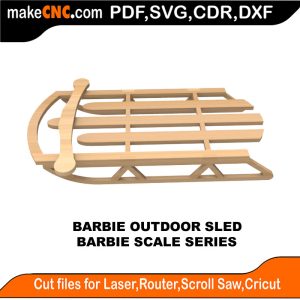 3D puzzle of a Barbie Outdoor Sled, precision laser-cut CNC template