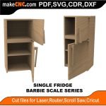 3D puzzle of a Barbie Single Fridge, precision laser-cut CNC template