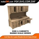 3D puzzle of Barbie Sink & Cabinets, precision laser-cut CNC template