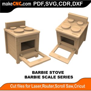 3D puzzle of a Barbie Stove, precision laser-cut CNC template