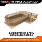 3D puzzle of a Barbie Swimming Pool, precision laser-cut CNC template