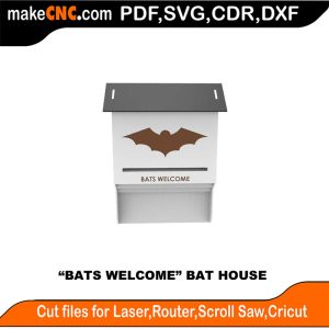 Bats Welcome Bat House Pattern 3D Puzzle Pattern for CNC Laser Router Silhouette Die Cutter