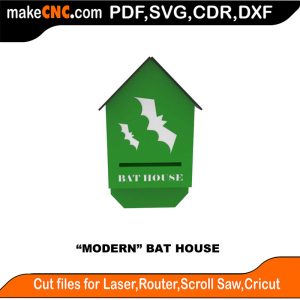 3D Modern Bat House Puzzle Pattern for CNC Laser Router Silhoutte Die Cutter