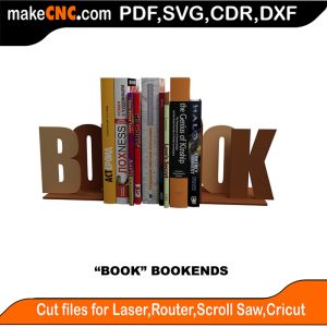Book Bookends Pattern Die Cutter Silhouette Plasma Router CDR SVG DXF PDF
