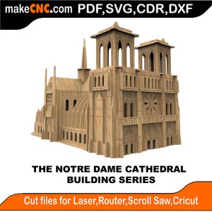 3D puzzle of the Notre Dame Cathedral, precision laser-cut CNC template