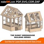 3D puzzle of The Sunny Greenhouse, precision laser-cut CNC template