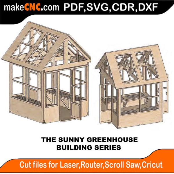 3D puzzle of The Sunny Greenhouse, precision laser-cut CNC template