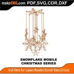 3D puzzle of a Snowflake Mobile, precision laser-cut CNC template for elegant Christmas decor