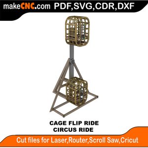 Circus Cage Flip Ride 3D Puzzle Pattern Perfect for Silhouette Cutting Silver Bullet Cricut K-40 3018 CNC