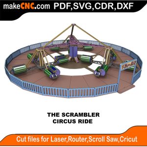 Scrambler Circus Ride 3D Puzzle Pattern Scroll Saw Model DXF SVG Plans Toy Laser Cricut Silhouette
