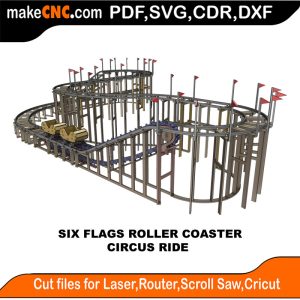 Six Flags Roller Coaster Plan 3D Puzzle Pattern for CNC Laser Router Silhouette Die Cutter