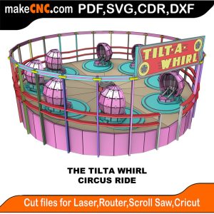 Tilta Whirl Circus Ride 3D Puzzle Pattern Scroll Saw Model DXF SVG Plans Toy Laser Cricut Silhouette