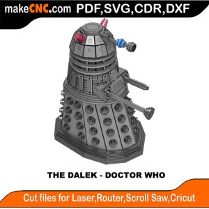 3D puzzle of The Dalek from Doctor Who, precision laser-cut CNC template