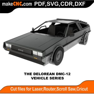 3D puzzle of The DeLorean DMC12, precision laser-cut CNC template