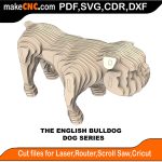 3D puzzle of an English Bulldog, precision laser-cut CNC template