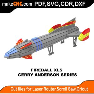 3D puzzle of Fireball XL5, precision laser-cut CNC template