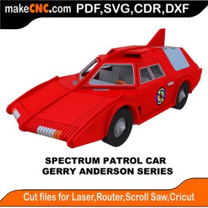 3D puzzle of Spectrum Patrol Car, precision laser-cut CNC template