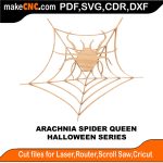 3D puzzle of Arachnia Spider Queen, precision laser-cut CNC template for Halloween