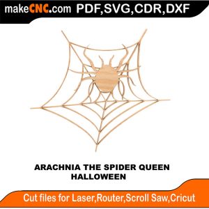 Arachnia the Spider Queen Halloween Pattern Die Cutter Silhouette Plasma Router CDR SVG DXF PDF