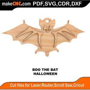 Boo the Bat Halloween Pattern Scroll Saw Model DXF SVG Plans Toy Laser Cricut Silhouette
