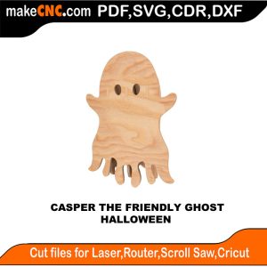 Casper the Friendly Ghost Halloween Pattern Scroll Saw Model DXF SVG Plans Toy Laser Cricut Silhouette