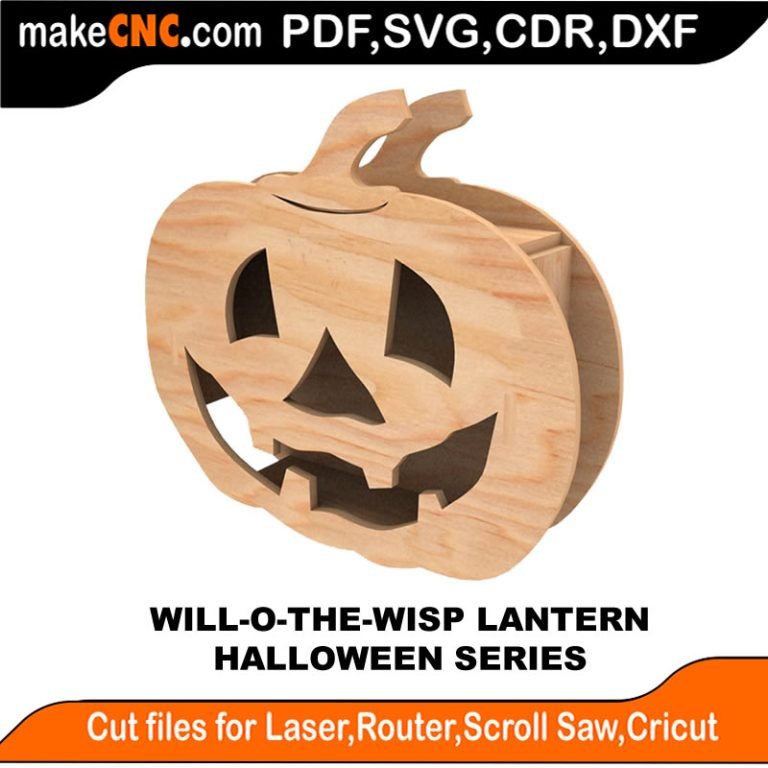 WillOtheWisp Lantern Halloween Pattern 3D Puzzle, Laser Cut