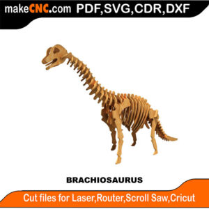 Brachiosaurus Dinosaur 3D Puzzle Pattern for CNC Laser Router Silhouette Die Cutter Scroll Saw Model DXF SVG Plans Toy Laser Cricut Silhouette