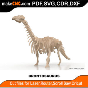Brontosaurus Dinosaur 3D Puzzle Pattern for CNC Laser Router Silhouette Die Cutter Scroll Saw Model DXF SVG Plans Toy Laser Cricut Silhouette